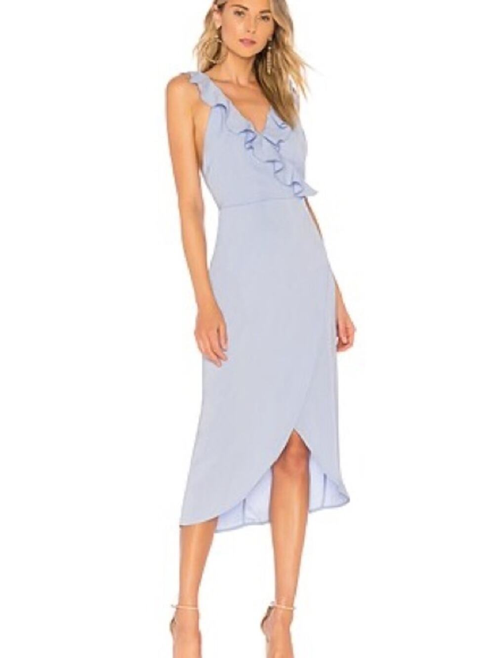 NWT superdown Pia Ruffle Midi Dress in Periwinkle sz S Revolve